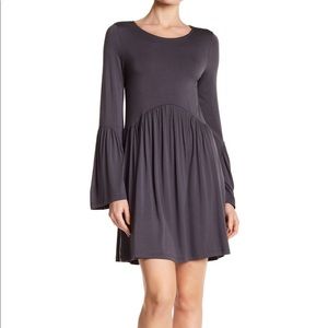 Good Luck Gem Gray Knit Dropwaist Babydoll Dress